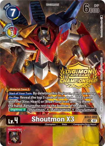 Shoutmon X3 (Championship 2023 Tamers Pack) (BT11-012 U), Dimensional Phase — Digimon card price