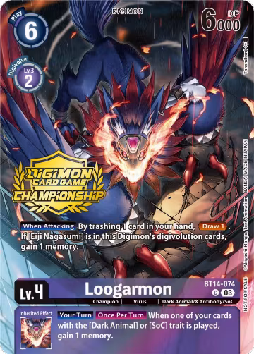 Loogarmon (Championship 2023 Tamers Pack) (BT14-074 C), Blast Ace — Digimon card price
