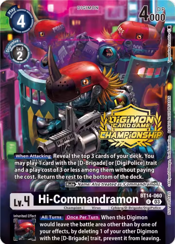 Hi-Commandramon (Championship 2023 Tamers Pack) (BT14-060 U), Blast Ace — Digimon card price