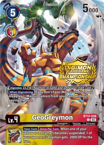GeoGreymon (Championship 2023 Tamers Pack) (BT12-038 C), Across Time — Digimon card price