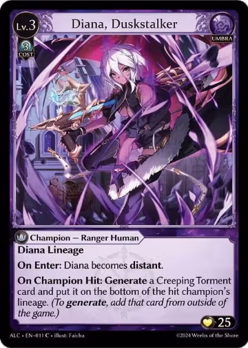 Diana, Duskstalker (009), Alchemical Revolution Starter Decks — Grand Archive card price