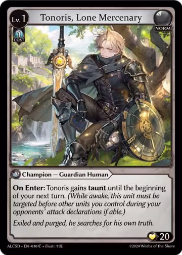 Tonoris, Lone Mercenary (010), Alchemical Revolution Starter Decks — Grand Archive card price