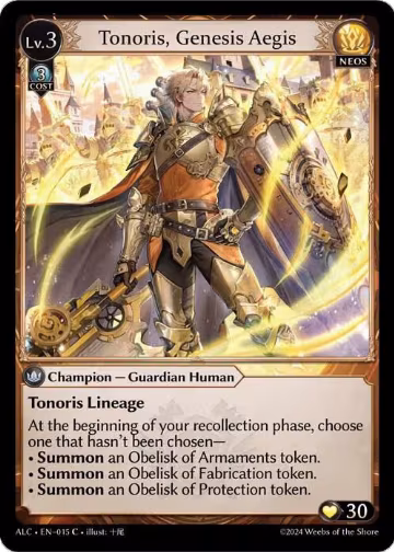 Tonoris, Genesis Aegis (012), Alchemical Revolution Starter Decks — Grand Archive card price