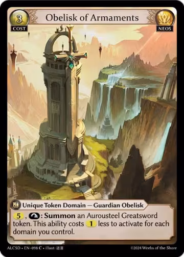 Obelisk of Armaments (098), Alchemical Revolution Starter Decks — Grand Archive card price