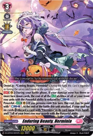 Enduring Beauty, Herminia (D-LBT04/001EN), D-LBT04: Lyrical Monasterio ~Trick or Trick!~ — Vanguard card price