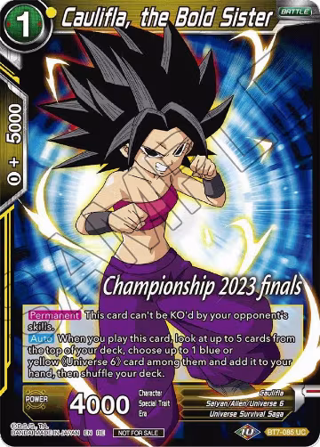Caulifla, the Bold Sister (2023 Championship Finals Celebration Pack) (BT7-085), Tournament Promotion Cards — DB Super card price