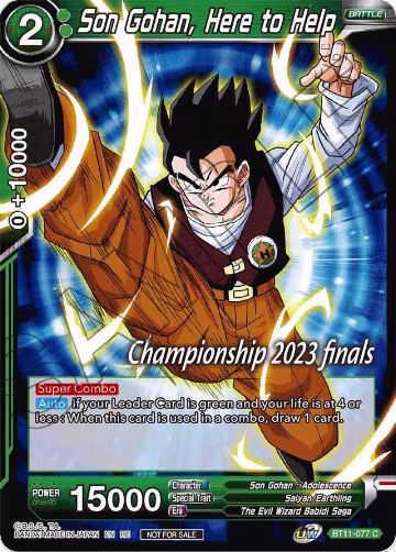 Son Gohan, Here to Help (2023 Championship Finals Celebration Pack) (BT11-077), Tournament Promotion Cards — DB Super card price
