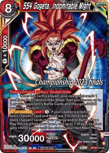 SS4 Gogeta, Indomitable Might (2023 Championship Finals Celebration Pack) (BT18-143), Tournament Promotion Cards — DB Super card price