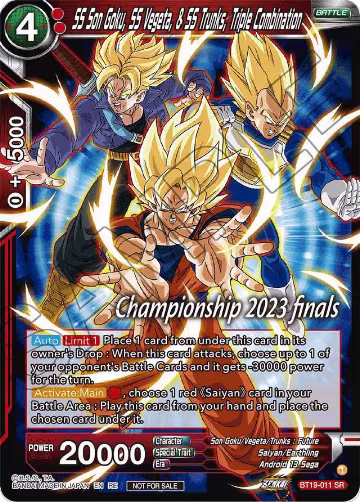 SS Son Goku, SS Vegeta, & SS Trunks, Triple Combination (2023 Championship Finals Celebration Pack) (BT19-011), Tournament Promotion Cards — DB Super card price