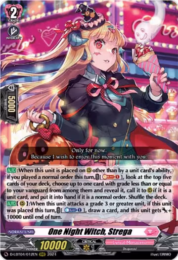 One Night Witch, Strega (D-LBT04/012EN), D-LBT04: Lyrical Monasterio ~Trick or Trick!~ — Vanguard card price