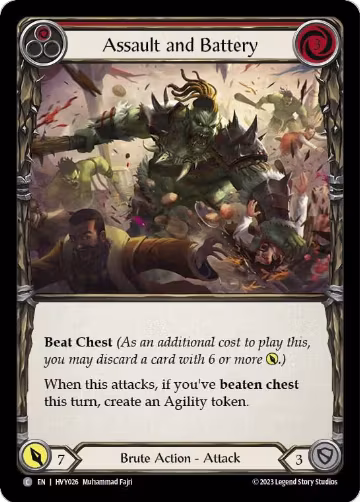 Assault and Battery (Red) (HVY026), Heavy Hitters — Flesh & Blood card price