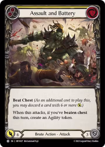 Assault and Battery (Yellow) (HVY027), Heavy Hitters — Flesh & Blood card price