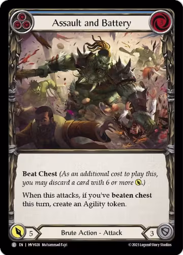 Assault and Battery (Blue) (HVY028), Heavy Hitters — Flesh & Blood card price
