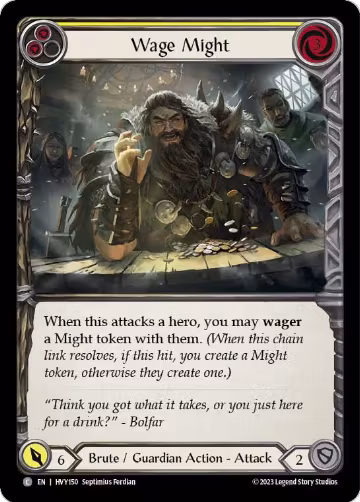 Wage Might (Yellow) (HVY150), Heavy Hitters — Flesh & Blood card price