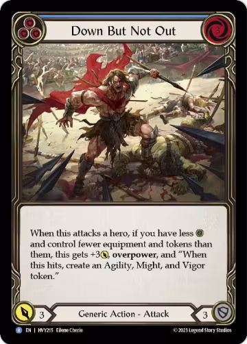 Down But Not Out (Blue) (HVY215), Heavy Hitters — Flesh & Blood card price