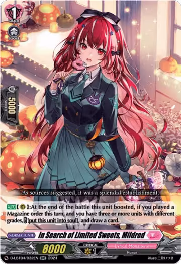 In Search of Limited Sweets, Mildred (D-LBT04/032EN), D-LBT04: Lyrical Monasterio ~Trick or Trick!~ — Vanguard card price