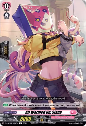 All Warmed Up, Siana (D-LBT04/081EN), D-LBT04: Lyrical Monasterio ~Trick or Trick!~ — Vanguard card price