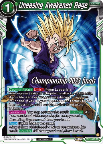 Uneasing Awakened Rage (2023 Championship Finals Celebration Pack) (BT21-097), Tournament Promotion Cards — DB Super card price