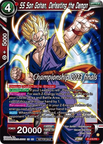 SS Son Gohan, Defeating the Demon (2023 Championship Finals Celebration Pack) (P-479), Tournament Promotion Cards — DB Super card price