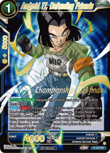 Android 17, Defending Friends (2023 Championship Finals Celebration Pack Deluxe Set) (P-442), Tournament Promotion Cards — DB Super card price