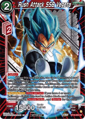 Rush Attack SSB Vegeta (2023 Championship Finals Zenkai Premium Pack) (BT18-005), Tournament Promotion Cards — DB Super card price
