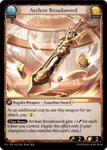 Archon Broadsword (022), Promotional Cards — Grand Archive card price