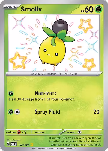 Smoliv (102/091), Paldean Fates — Pokémon card price
