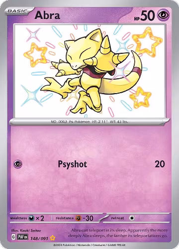 Abra (148/091), Paldean Fates — Pokémon card price