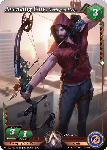 Avenging Guy, Trying to Help (KS AC1-030), The Awakening (Kickstarter) — Alpha Clash card price