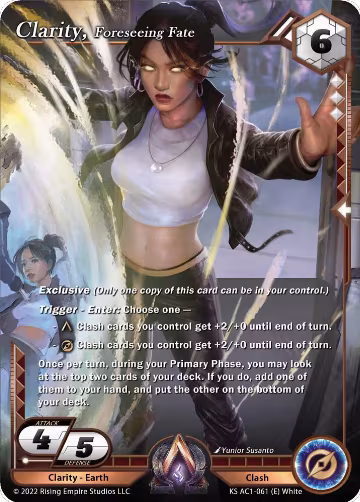Clarity, Foreseeing Fate (KS AC1-061), The Awakening (Kickstarter) — Alpha Clash card price