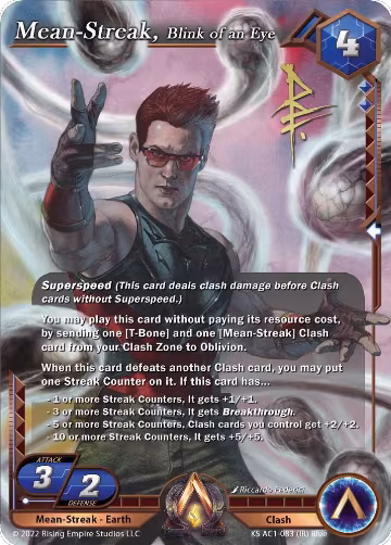 Mean-Streak, Blink of an Eye (Iconic Rare) (KS AC1-083), The Awakening (Kickstarter) — Alpha Clash card price
