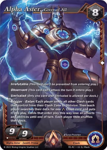 Alpha Aster, Giver of All (KS AC1-122), The Awakening (Kickstarter) — Alpha Clash card price