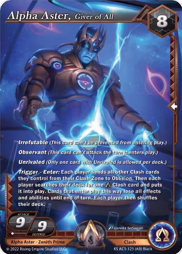 Alpha Aster, Giver of All (Alpha Rare) (KS AC1-123), The Awakening (Kickstarter) — Alpha Clash card price