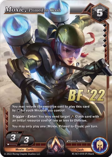 Moxie, Primed to Clash (Black Friday Promo) (KS AC1-010), The Awakening (Kickstarter) — Alpha Clash card price