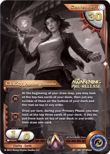 Clarity, Ageless Defender (Pre-Release) (AC1-047), The Awakening — Alpha Clash card price