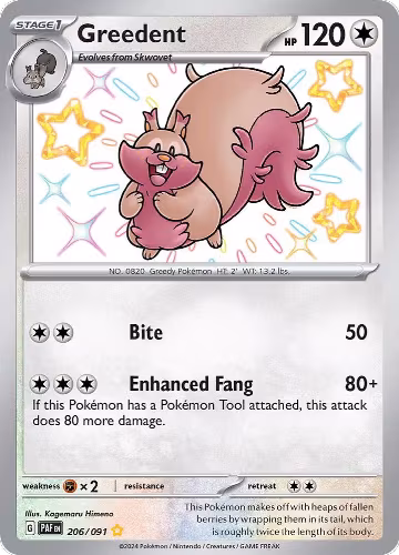 Greedent (206/091), Paldean Fates — Pokémon card price