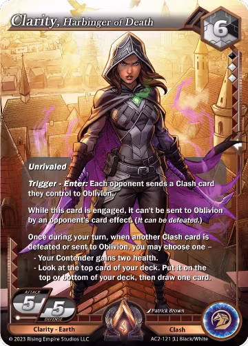 Clarity, Harbinger of Death (AC2-121), Clashgrounds — Alpha Clash card price