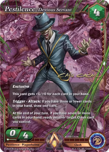 Pestilence, Devious Servant (Iconic Rare) (AC2-125), Clashgrounds — Alpha Clash card price