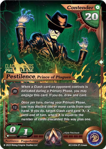Pestilence, Prince of Plagues (Pre-Release) (AC2-024), Clashgrounds — Alpha Clash card price