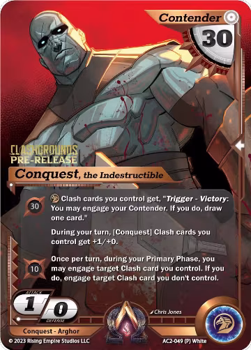 Conquest, the Indestructible (Pre-Release) (AC2-049), Clashgrounds — Alpha Clash card price