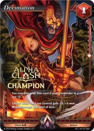 Decimation (Champion) (AC2-102), Clashgrounds — Alpha Clash card price
