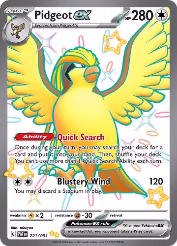 Pidgeot ex (221/091), Paldean Fates — Pokémon card price