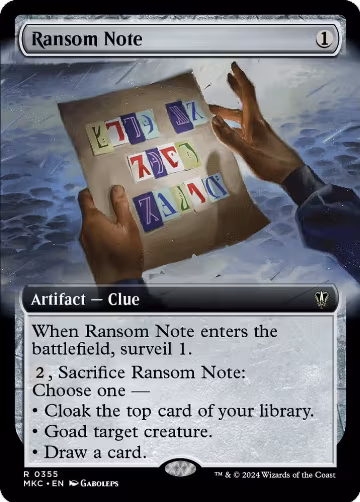 Ransom Note (0355) (Extended Art) (355), Commander: Murders at Karlov Manor — Magic card price