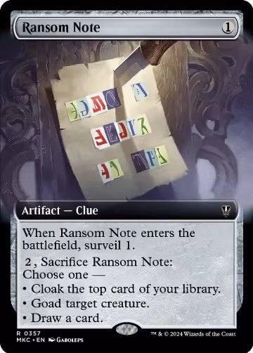 Ransom Note (0357) (Extended Art) (357), Commander: Murders at Karlov Manor — Magic card price