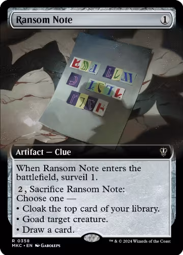 Ransom Note (0358) (Extended Art) (358), Commander: Murders at Karlov Manor — Magic card price