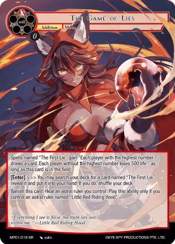 The Game of Lies (MP01-019 SR), Masterpiece "Pilgrim-Memories" — Force of Will card price