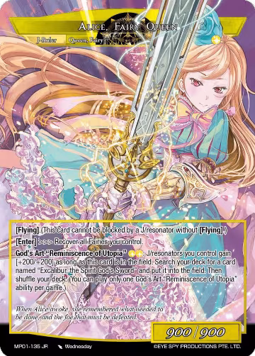 Alice, Girl of the Lake // Alice, Fairy Queen (MP01-135 JR), Masterpiece "Pilgrim-Memories" — Force of Will card price