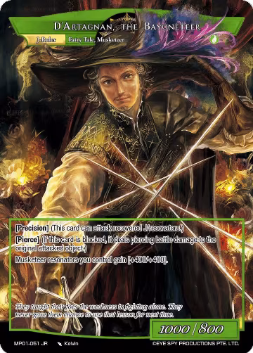 Puss in Boots // D'Artagnan, the Bayoneteer (MP01-051 JR), Masterpiece "Pilgrim-Memories" — Force of Will card price