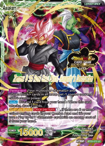 Zamasu & Goku Black // Zamasu & SS Rose Goku Black, Humanity's Destruction (2023 Worlds ZENKAI 06 Leader Set) (BT23-072), Tournament Promotion Cards — DB Super card price