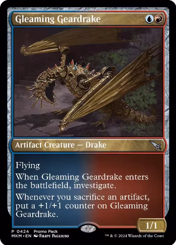 Gleaming Geardrake (424), Promo Pack: Murders at Karlov Manor — Magic card price
